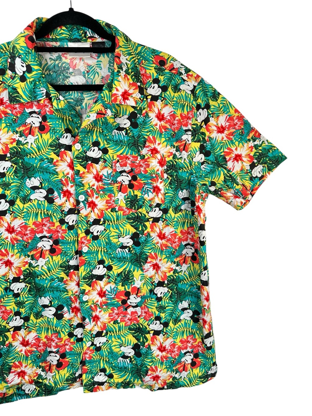 Disney Mickey Mouse Tropical Hawaiian Shirt XL Cotton Button Up Resort Vacation - Picture 6 of 16
